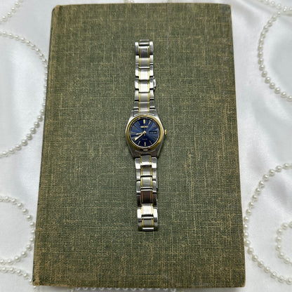 Two-Tone Blue Dial Solar Seiko Watch