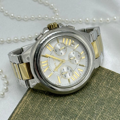 Two-Tone Michael Kors Tank Watch with Roman Numeral Markers