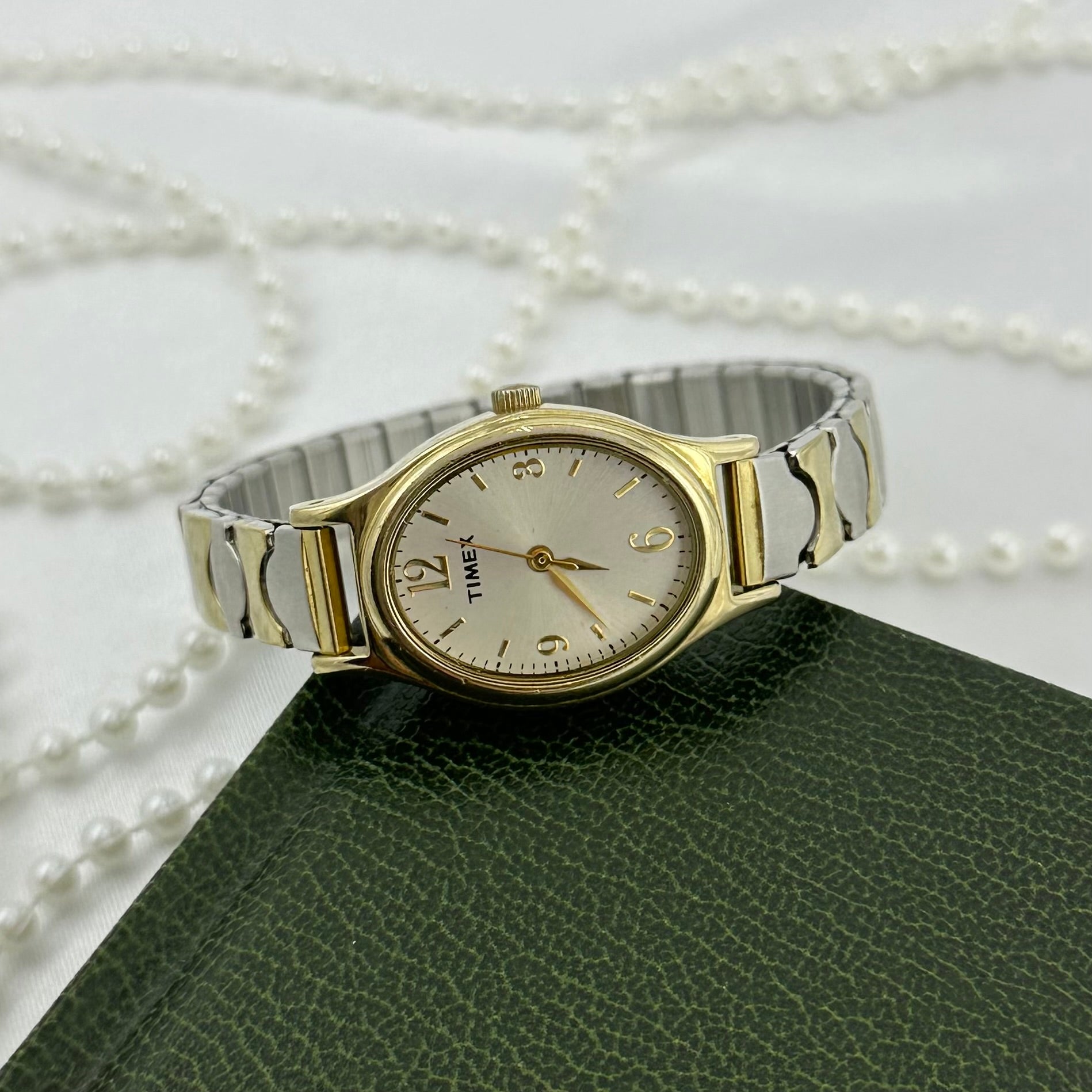 Two-Tone Oval Dial Timex Watch