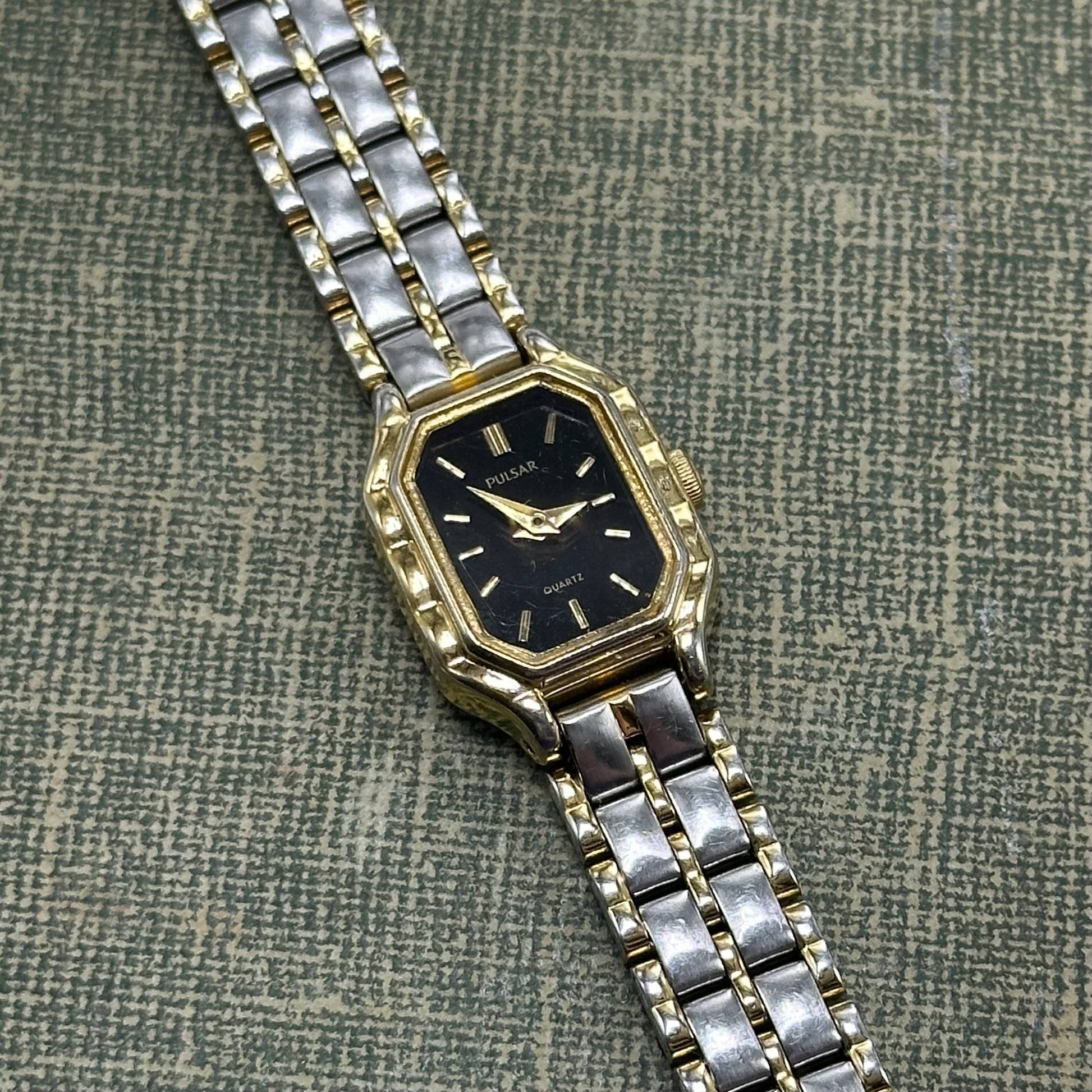 Two-Tone Pulsar Watch with Black Dial