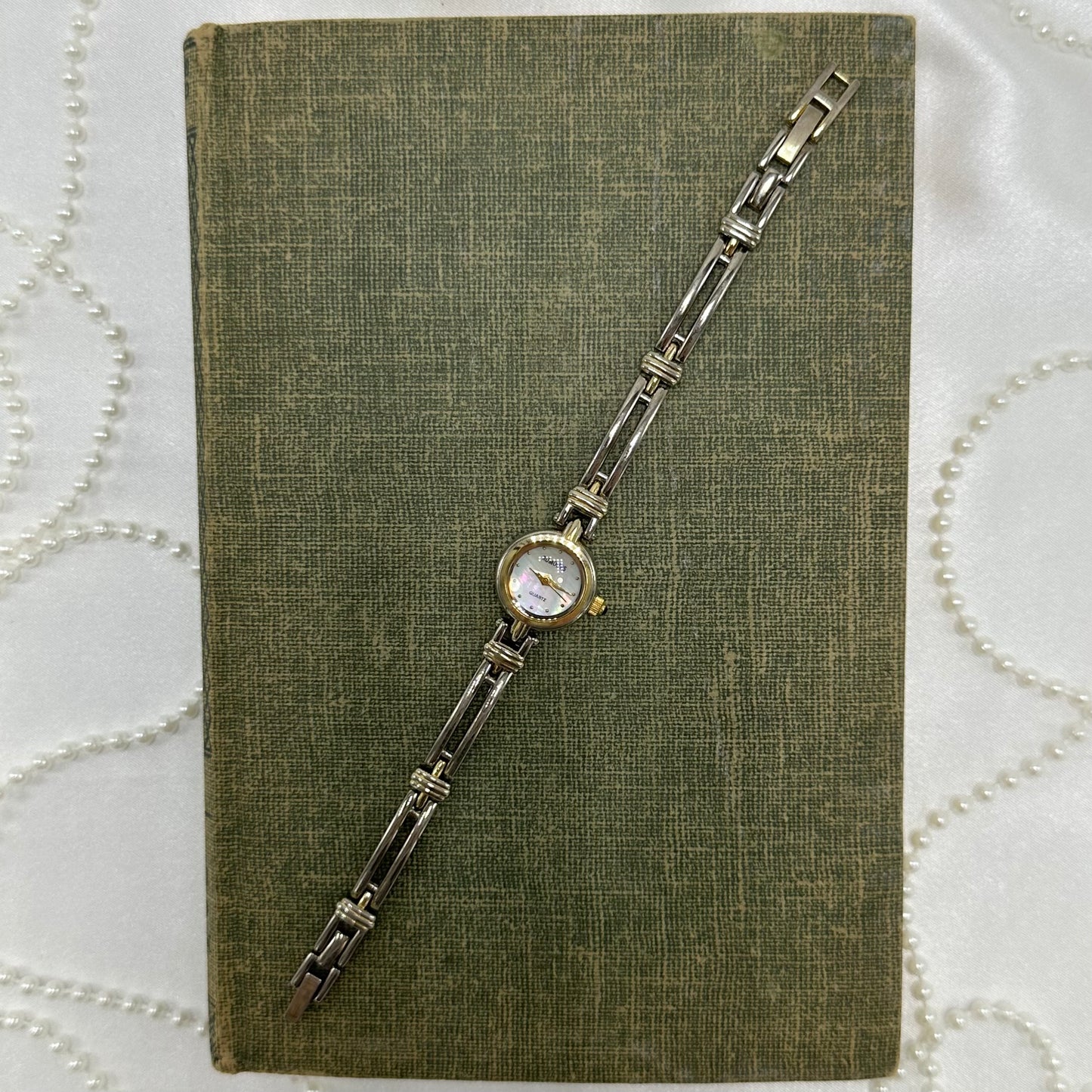 Two-Tone Rumours Watch with Mother of Pearl Dial and Blue Jewel Crown