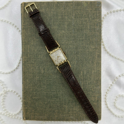 Vintage 10k GF Wind-Up Elgin De Luxe Square Dial Watch