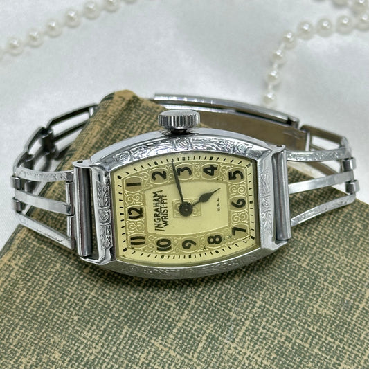 Vintage Art Deco Ingraham Wrist-Fit Wind Up Watch