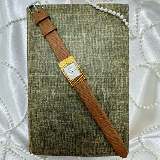 Vintage Gold Anne Klein Watch with Brown Band