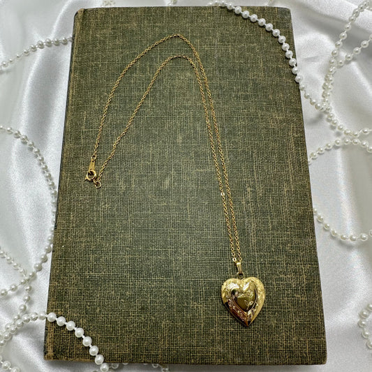 Vintage Gold Heart Locket for Mom