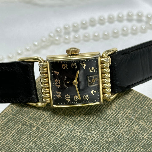 Vintage Gold Lord Elgin Black Dial Watch