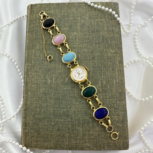 Vintage Gold Scarab Wind-Up Watch