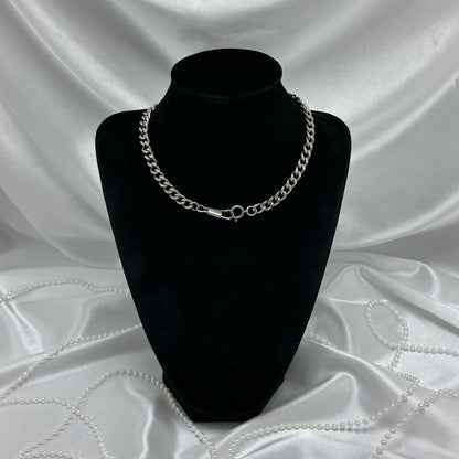Vintage Silver Chunky Curb Watch Chain with Dog Clip Clasp