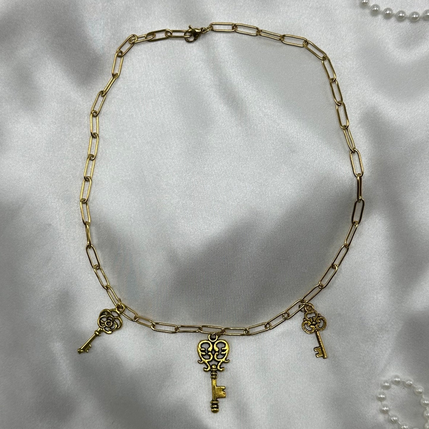 Gold Skeleton Keys Charm Necklace