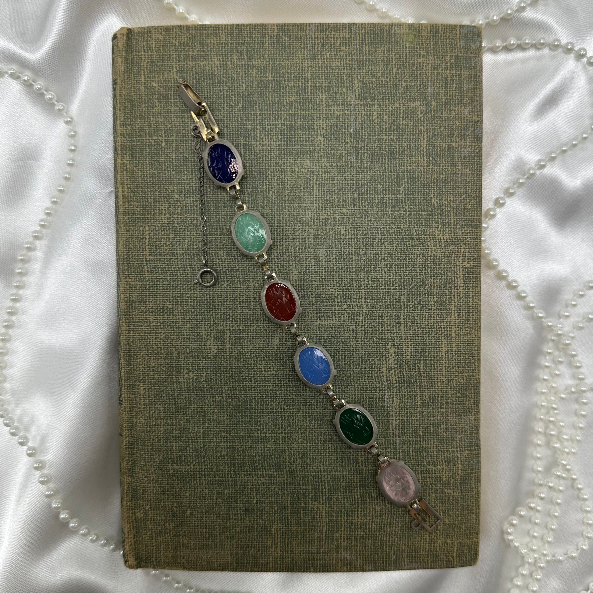 Vintage silver Scarab Bracelet