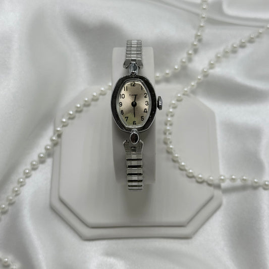 Vintage silver tone Timex manual winding watch