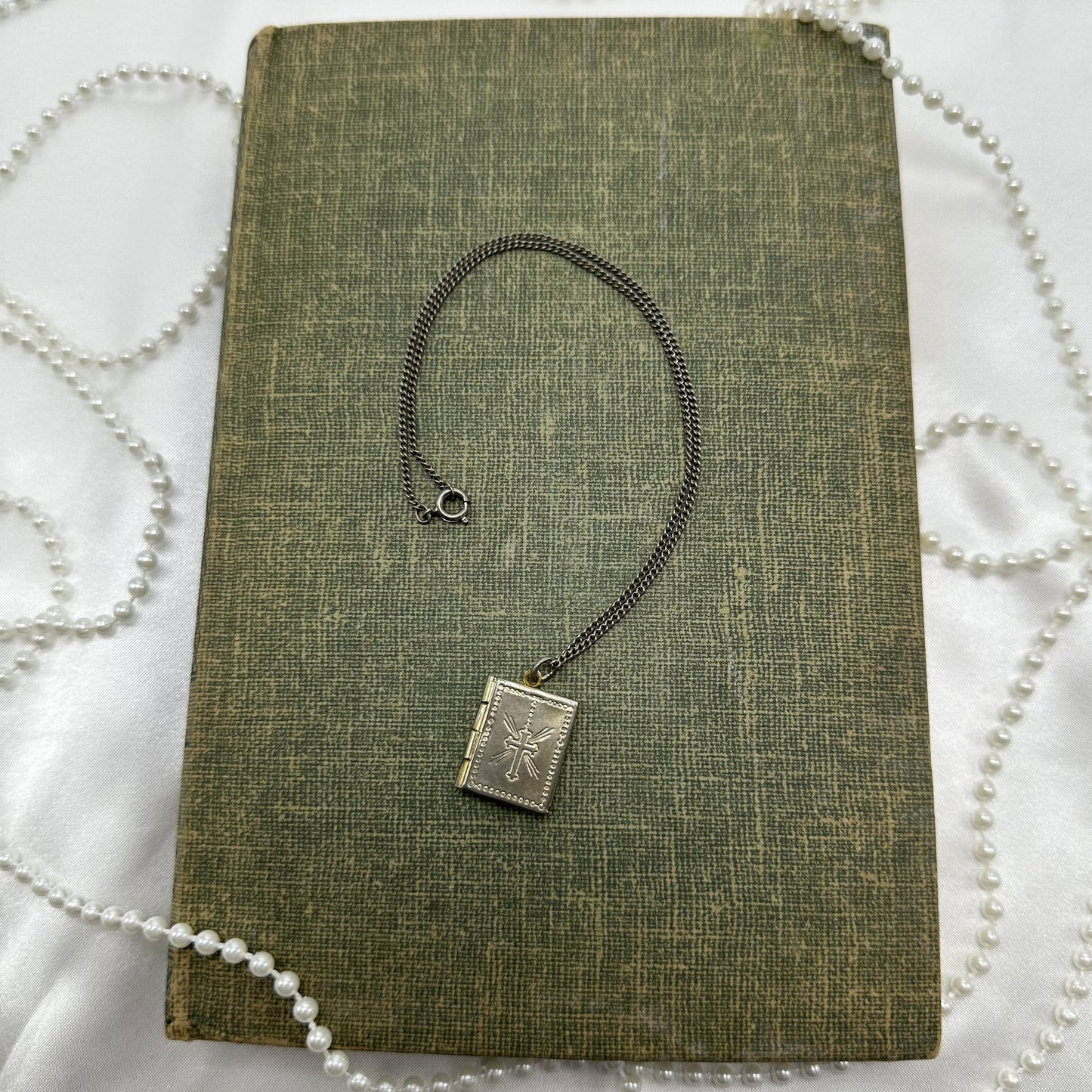 Vintage square cross locket necklace.