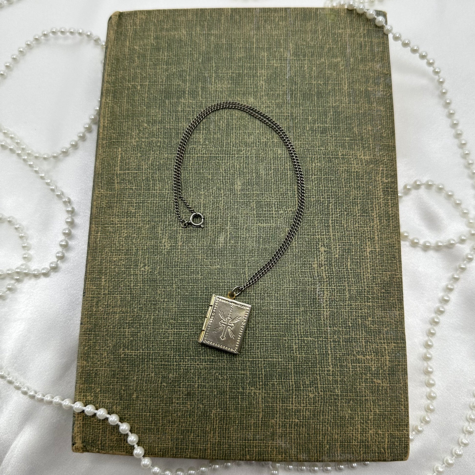 Vintage square cross locket necklace.