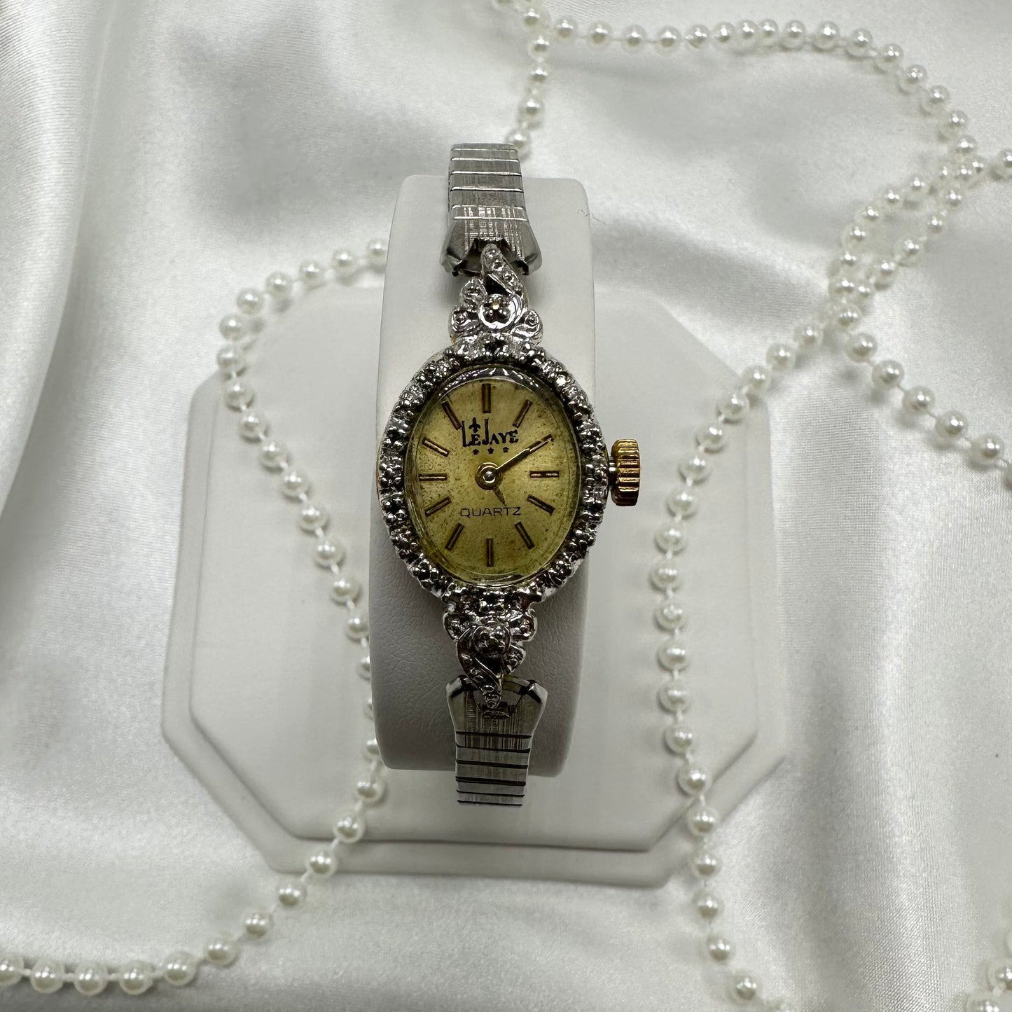 Vintage two-tone LeJaye cocktail watch with quartz movement