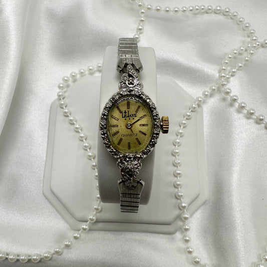 Vintage two-tone LeJaye cocktail watch with quartz movement