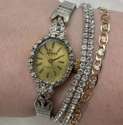 Vintage two-tone LeJaye cocktail watch with quartz movement