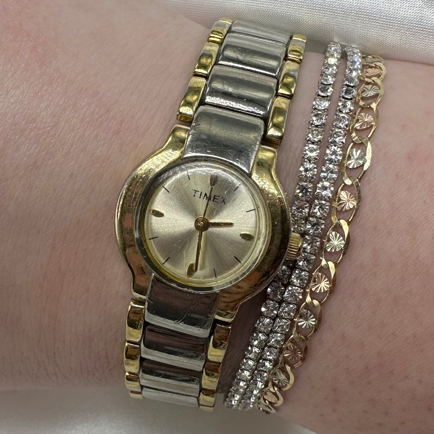 Vintage two-tone Timex women's watch