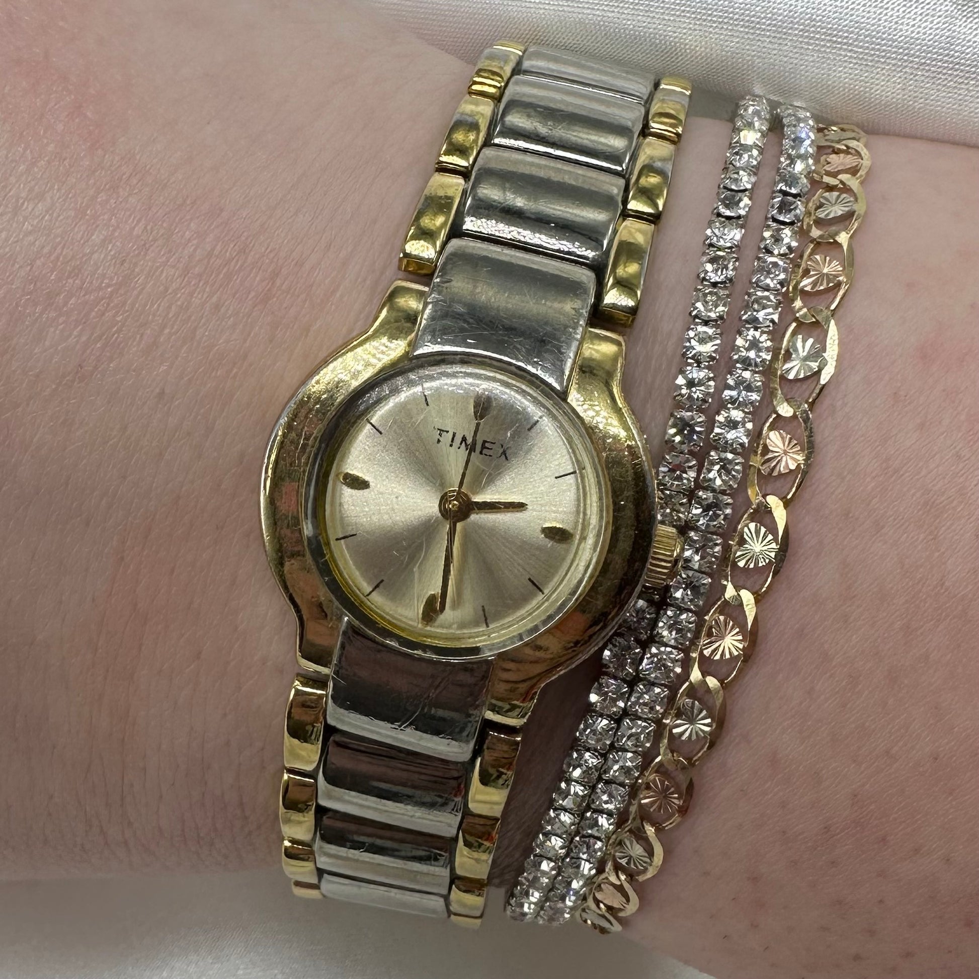 Vintage two-tone Timex women's watch