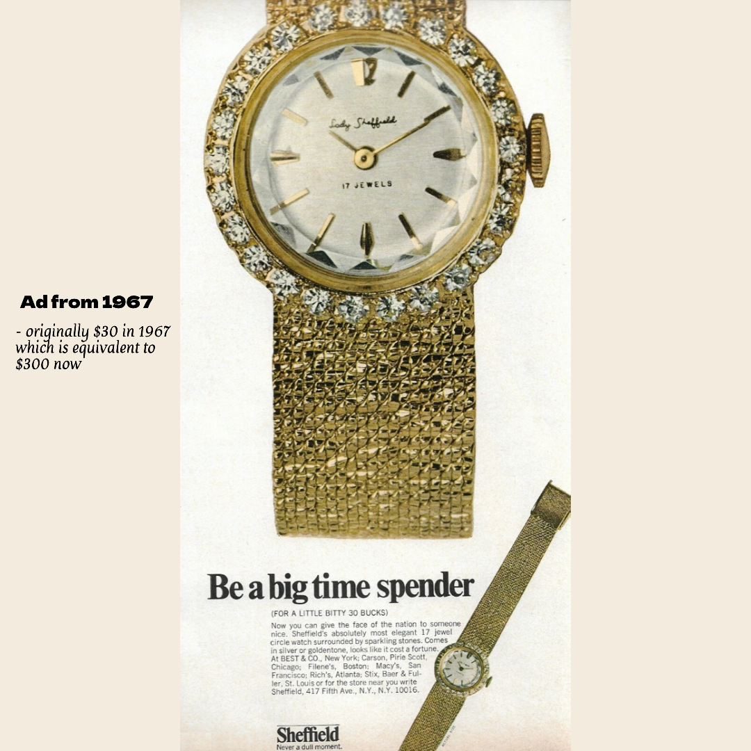 RARE 1967 Lady Sheffield Wind-Up 17 Jewels Round Dial Watch