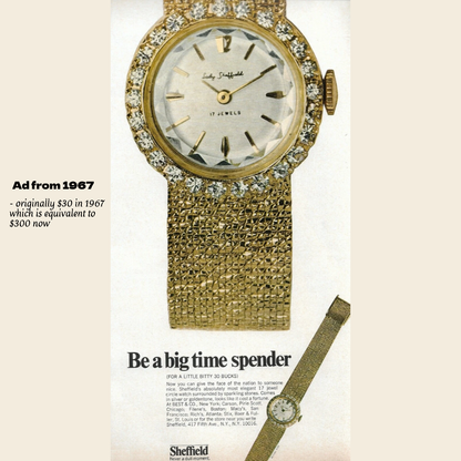 RARE 1967 Lady Sheffield Wind-Up 17 Jewels Round Dial Watch