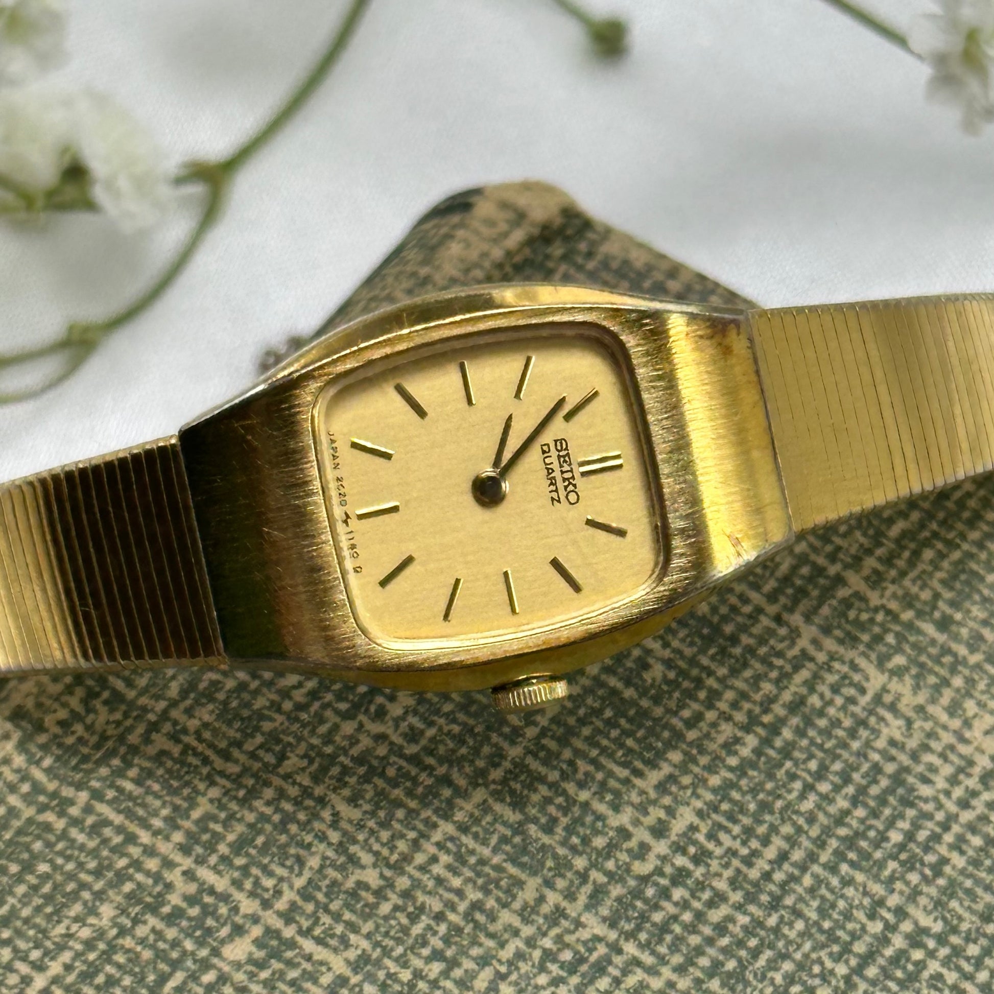 Vintage gold tone square dial Seiko watch 